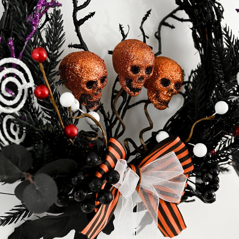 Halloween Skull Ghost Wreath - Indoor & Outdoor Halloween Decoration - Variation A