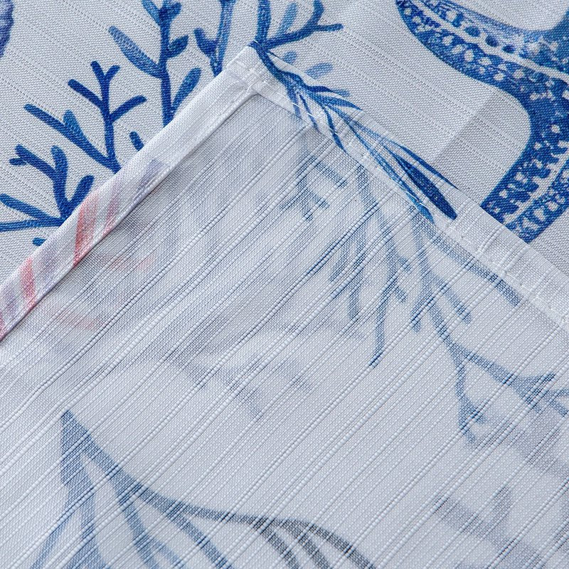 Blue Seaside Coastal Fabric Shower Curtain with 12 Metal Hooks - Water-Resistant, Machine Washable, 70x72 Inches - Variation of THIS listing