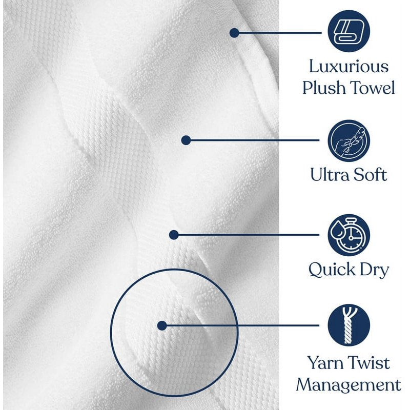 White Organic Cotton Bath Sheet 36x70 Inch Pack of 4 - Plush, Quick-Dry, 650 GSM