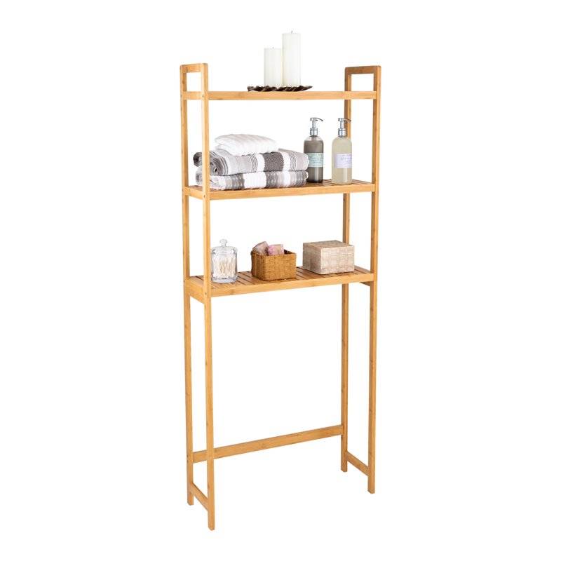 Over the Toilet Bamboo Storage Shelf with Towel Rack - Space Saver