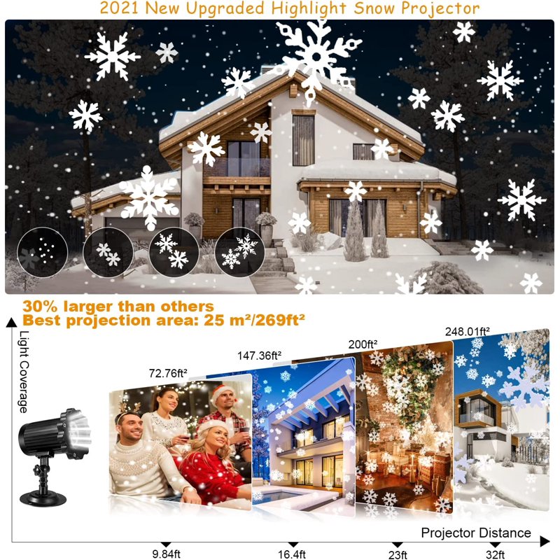Morttic A-Flower Snow Light Snowflake Projector - Black Outdoor Christmas & Holiday Decor