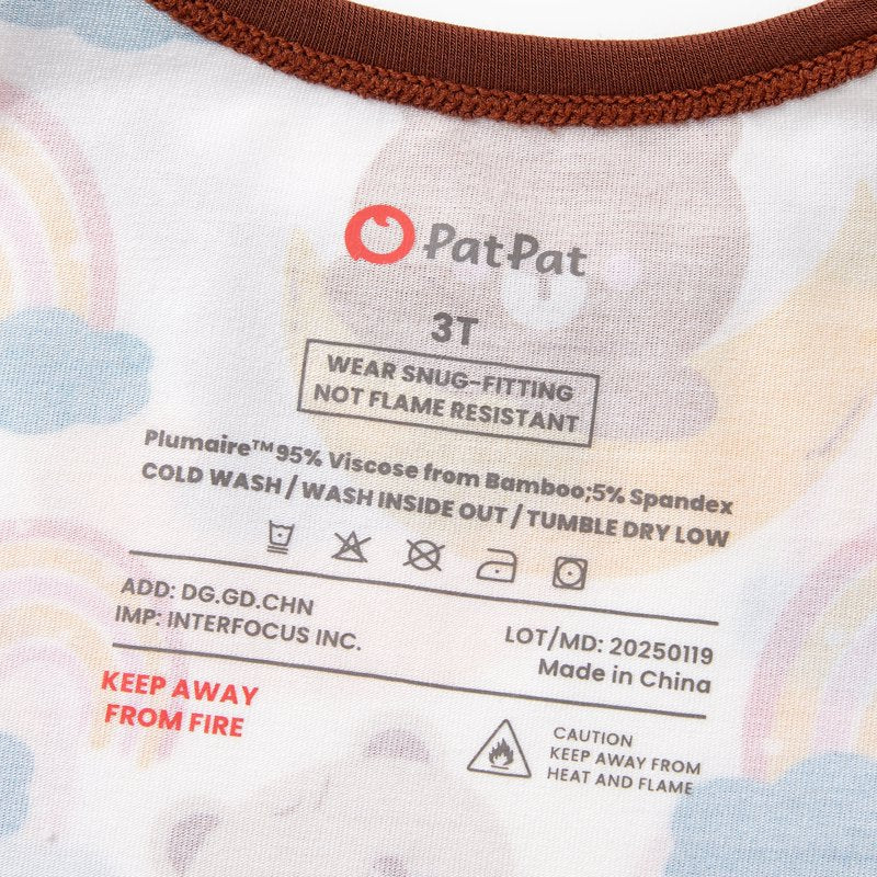 Toddler Girl Pajama Set 2 Piece Snug Fit Bear Print Long Sleeve Sleepwear - Brown 6T - PatPat