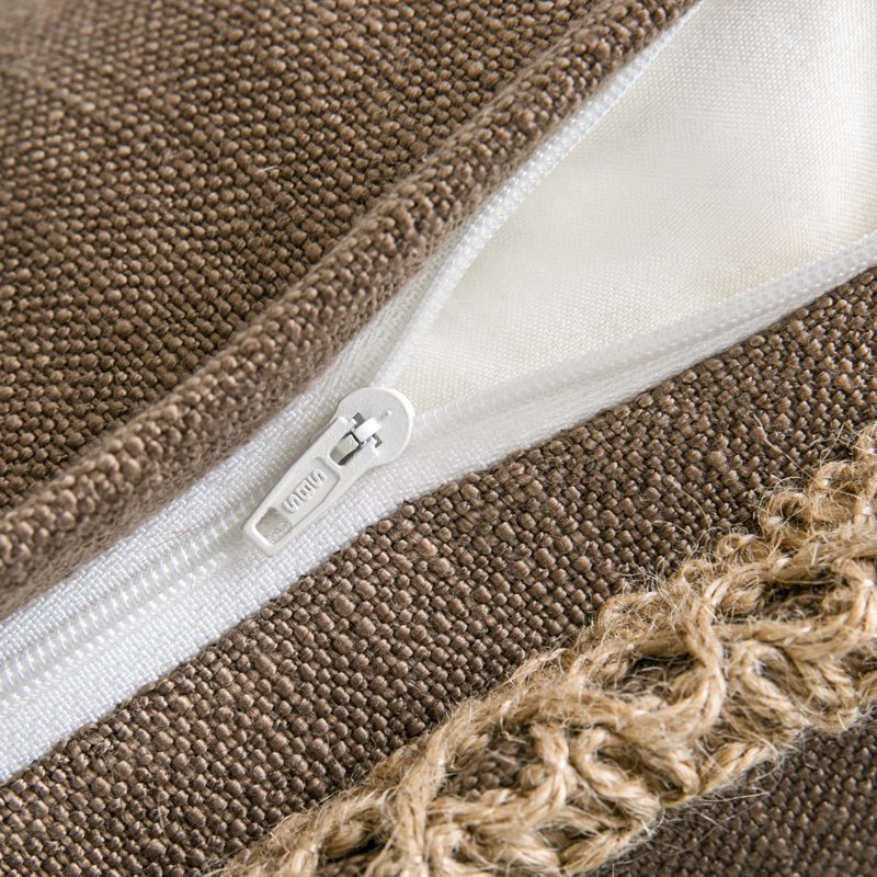 Decorative Burlap Linen Throw Pillow 18x18 Inches - Coffee Brown Variation