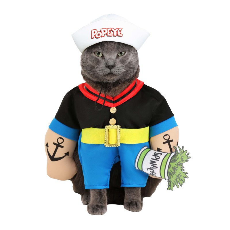 Popeye Pet Costume M - Dog Costume for Dogs & Pets, Sailor Outfit with Spinach Can
