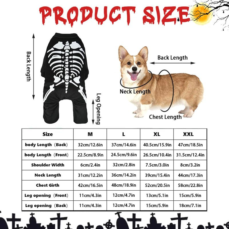 Willed Halloween Skeleton Pet Costume for Dogs & Cats - Size L