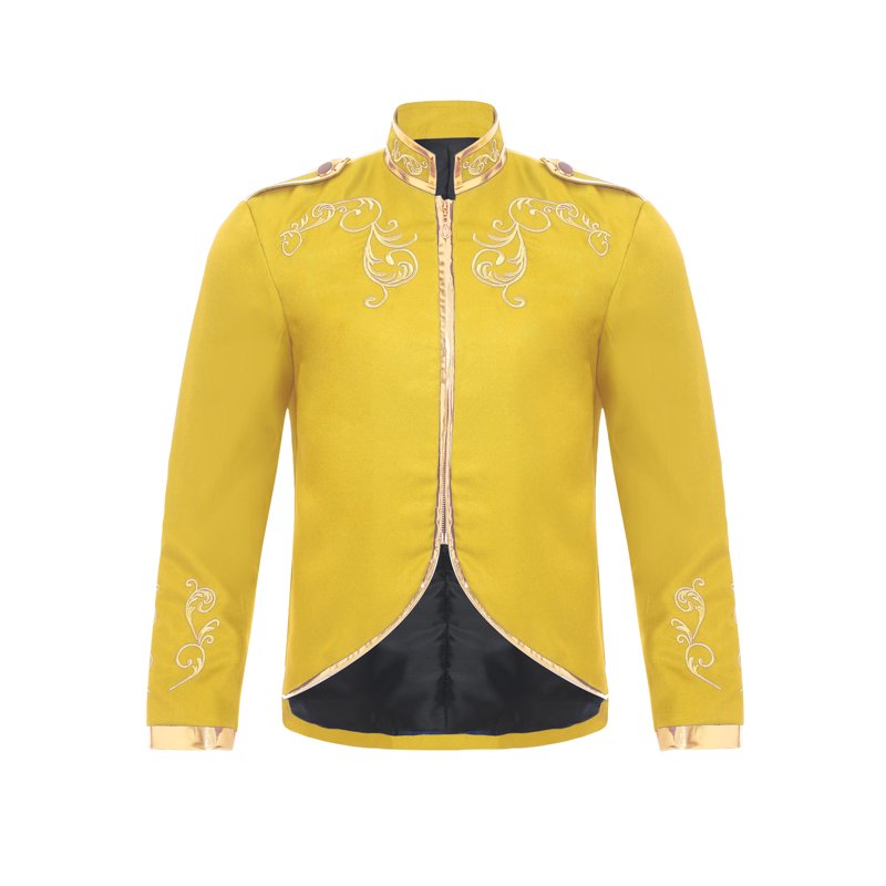 Medieval Prince Costume Coat for Men - Royal Renaissance Style, Yellow, L