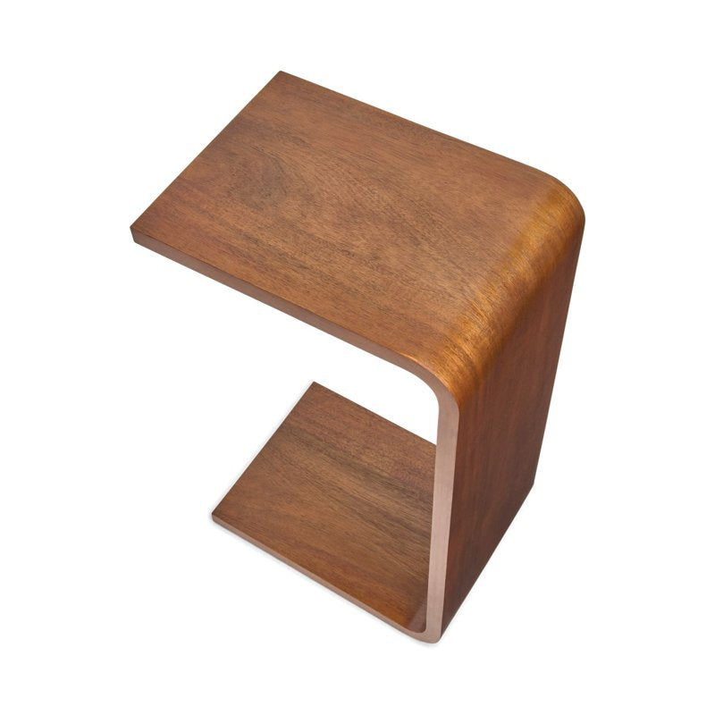 C-Shape End Table - Walnut Brown Rubberwood & Acacia
