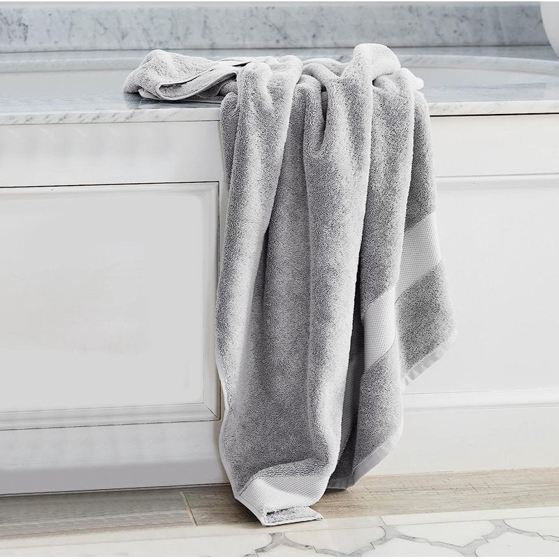 Delara Organic Cotton Towel Set - Light Gray, 10 Pieces, 650 GSM Plush, Quick Dry & Ultra-Absorbent