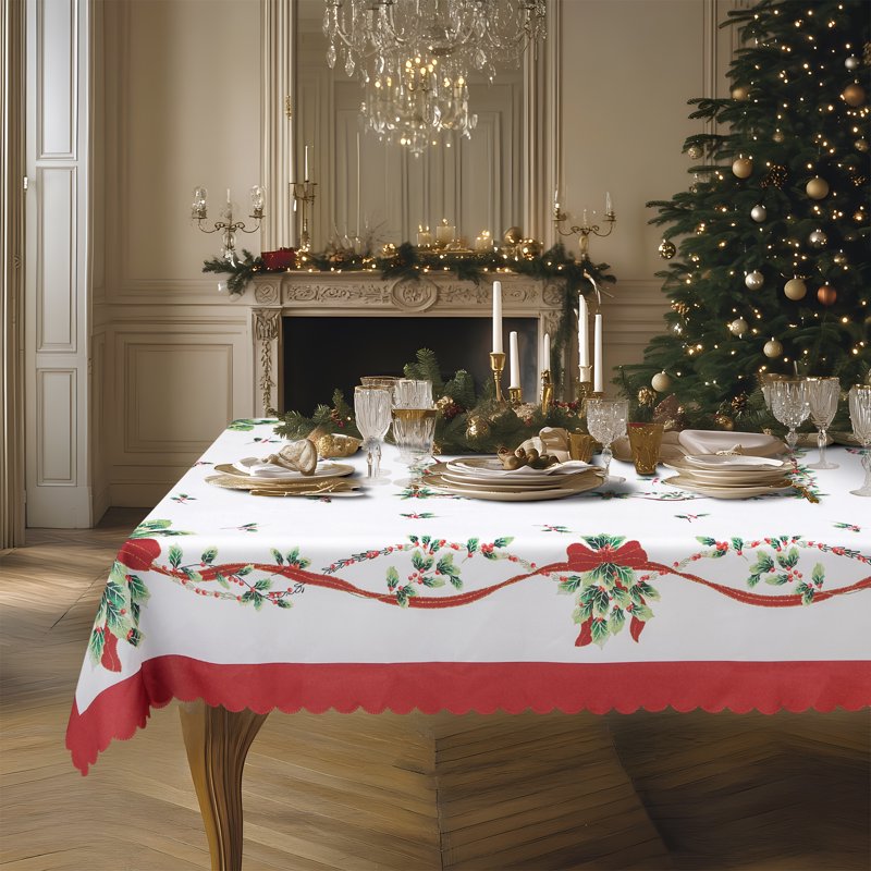 Christmas Tablecloth for Rectangle Table 52x70 - Holiday Design