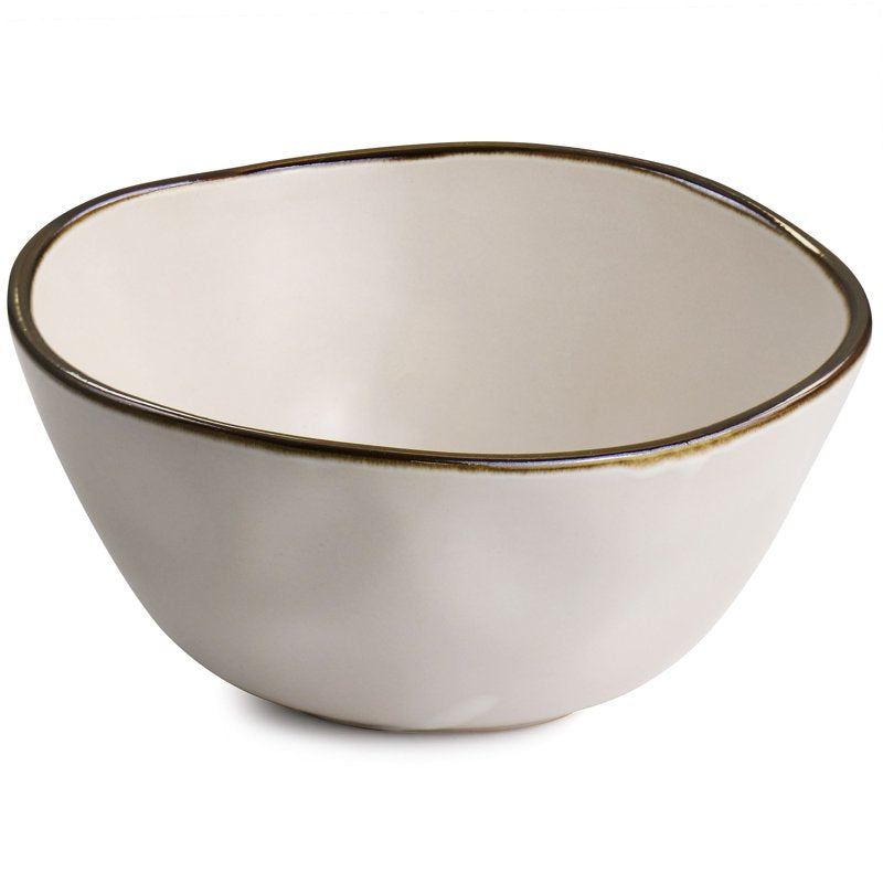 16 Piece Stoneware Dinnerware Set - Matte White with Gold Rim