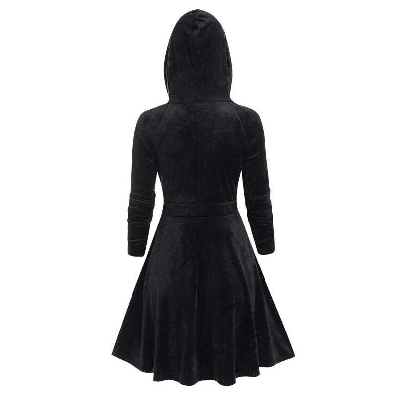 Women's Gothic Hoodies Dress CC-Black & Formal Wedding Guest Style M