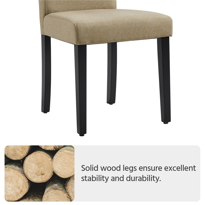 Fabric Upholstered Dining Chairs Set of 4 - Khaki