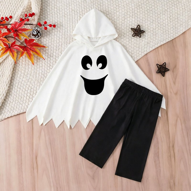 White Boys Halloween Outfit Sets - 12-18 Months Sleeveless Hooded Cape & Pants 2-Piece