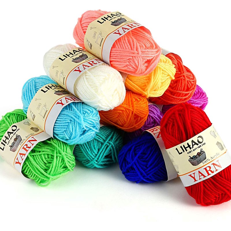 Multi-Color Acrylic Yarn Set - 12 Skeins for Knitting & Crochet, 28 Yards Each