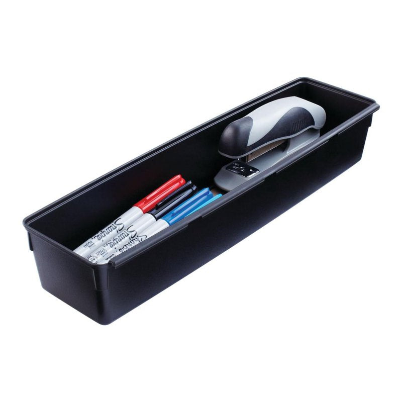 (2 Pack) Rubbermaid Black Drawer Organizer - 3 x 15 Inches, Interlocking, Non-Slip Base