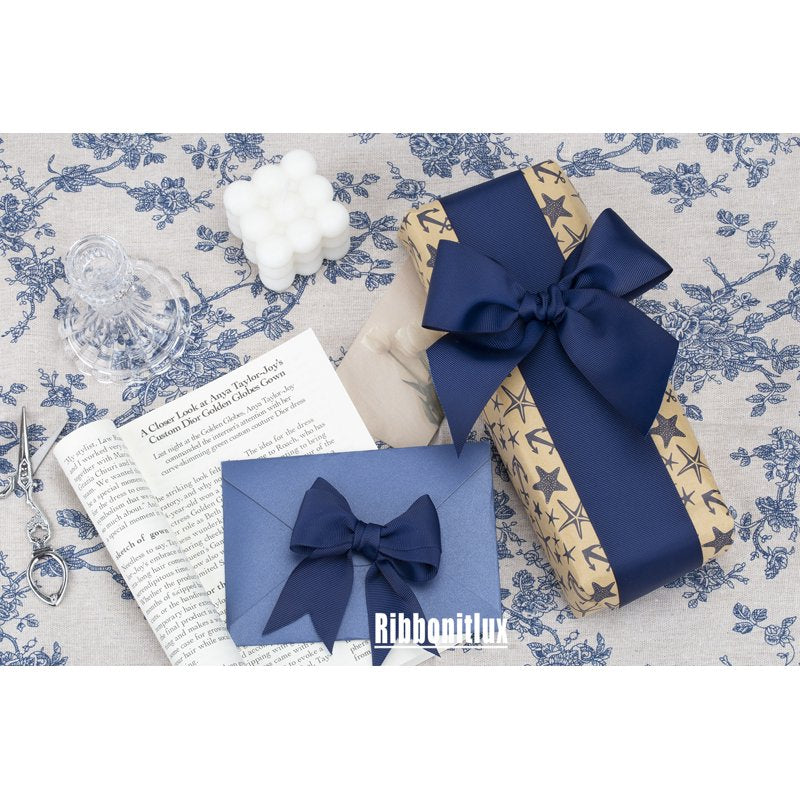 Grosgrain Ribbon 3 Inch x 25 Yards - Navy Craft Ribbon for Hair Bows & Gift Wrapping - Premium Polyester