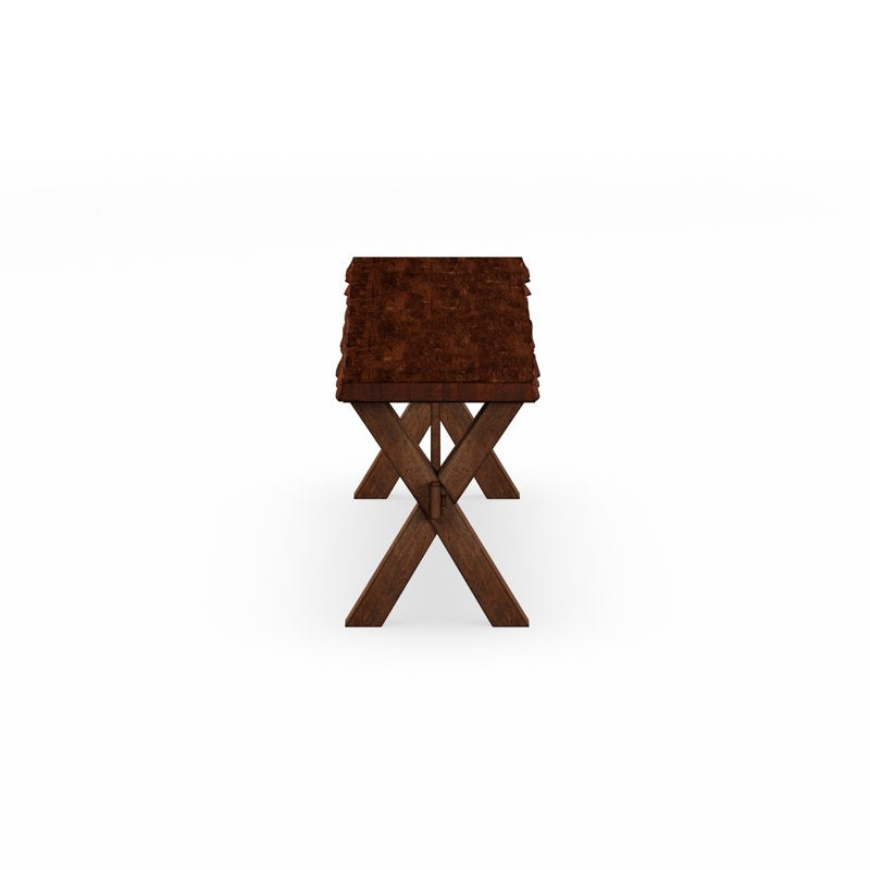 Live Edge Dining Bench - Walnut Finish, X-Brace Legs