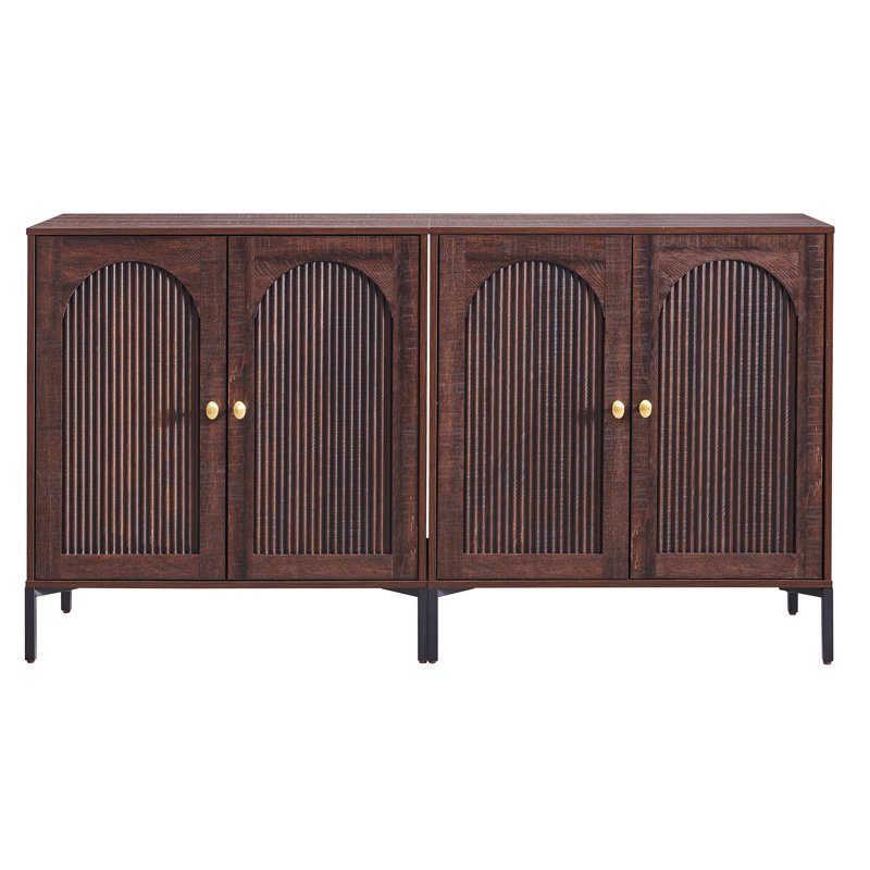Wooden Buffet Cabinet with Storage - 61.75" W, Adjustable Shelf, Brown, 2 Pack
