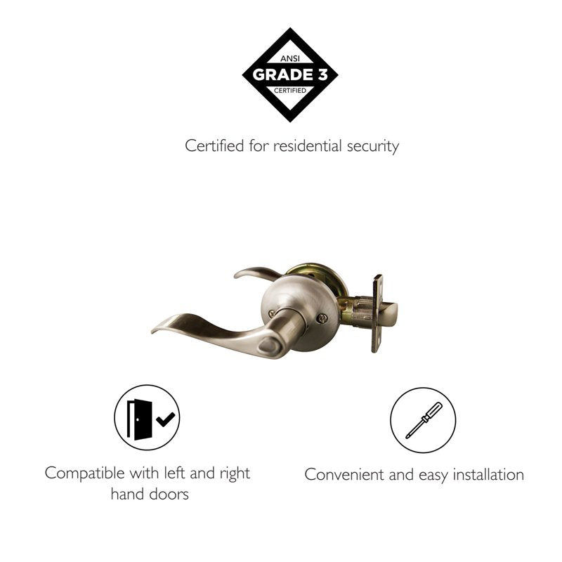 Satin Nickel Privacy Bed and Bath Door Lever Set - 2-Pack, Variation: Satin Nickel