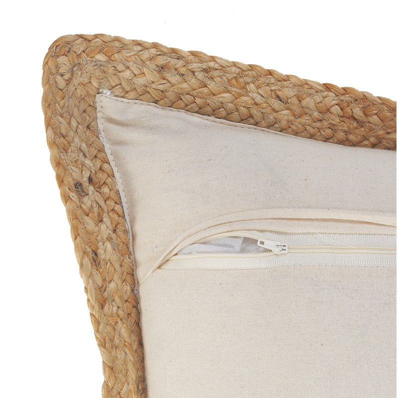 Pastel 20x20 Inch Jute Border Striped Cotton Blend Decorative Throw Pillow Set - LR Home