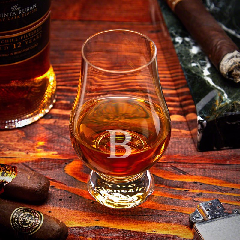 Engraved Whiskey Decanter Set with Glencairn Glasses - 3 Pieces