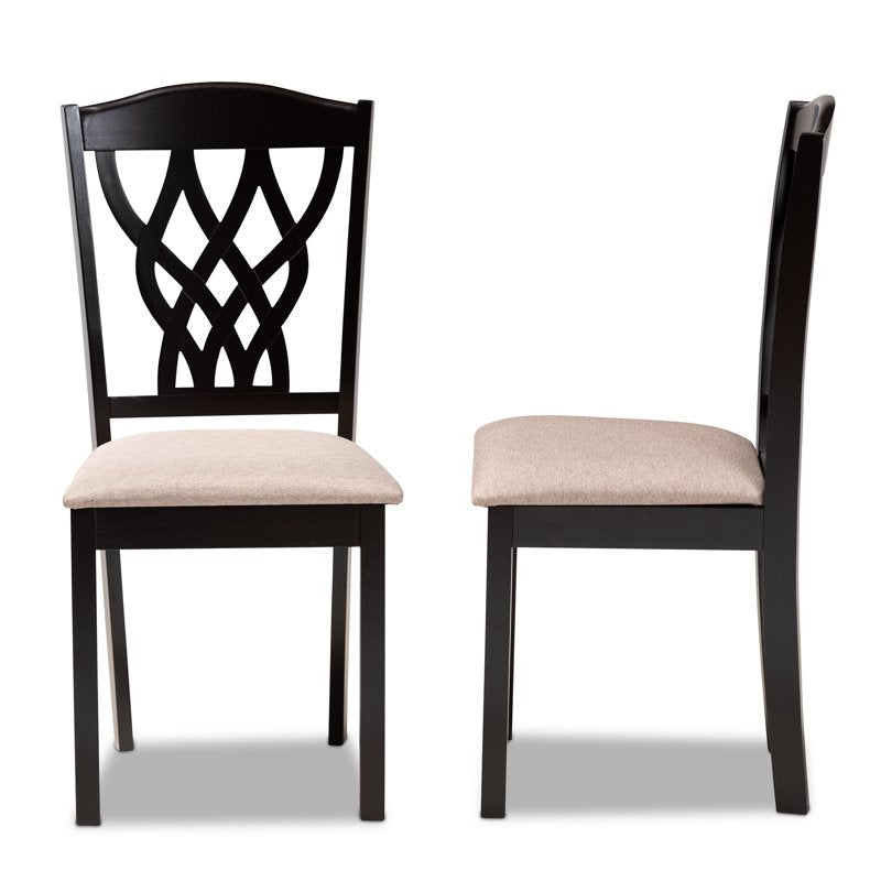 Modern Sand Fabric Upholstered Dining Chair Set - 2 Pieces