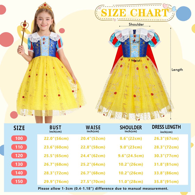 Yellow Princess Dress Costume for Girls 7-8 Years with Accessories - Off-Shoulder & Ruffled Design