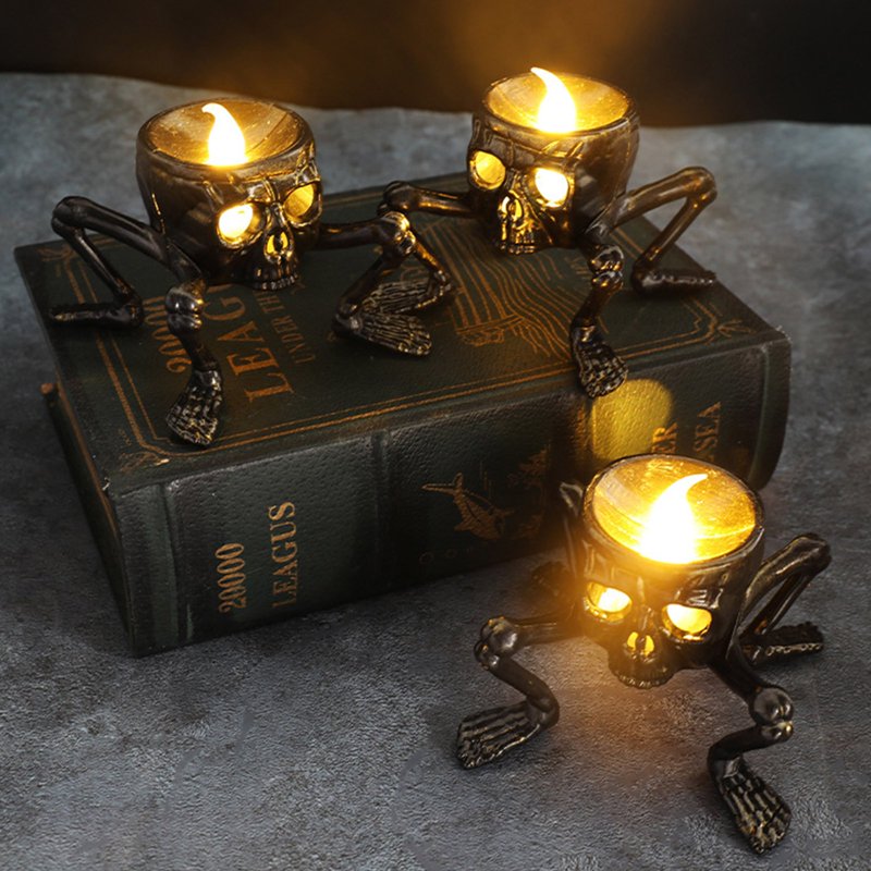 LED Skull Candle Lamp - Flameless Halloween Decor for Indoor & Outdoor Use