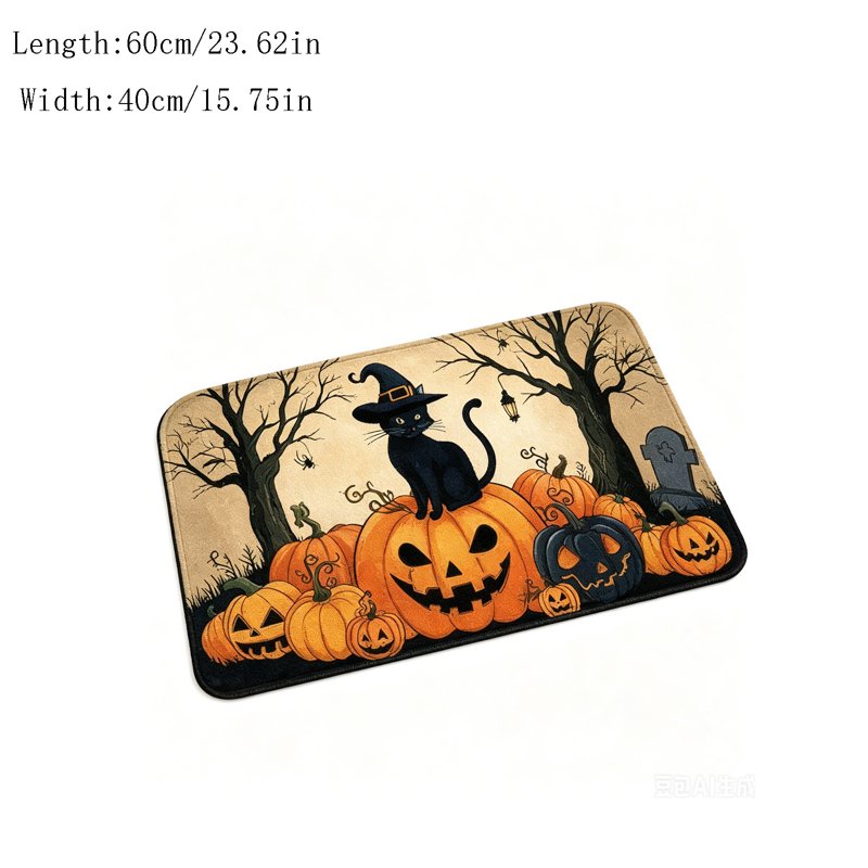Halloween Doormat - Pumpkin Ghost Print Non-Slip Absorbent Entryway Rug - OutmaxHome