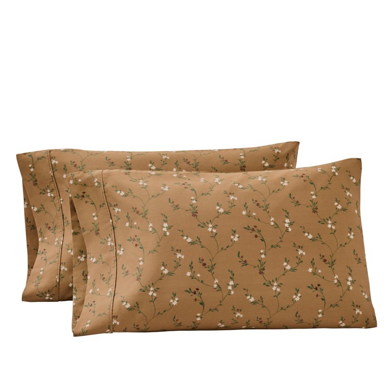 Better Homes & Gardens 2-Piece Cotton Sateen Pillowcase Set - Lysia Floral Dark Caramel, Standard/Queen, Single
