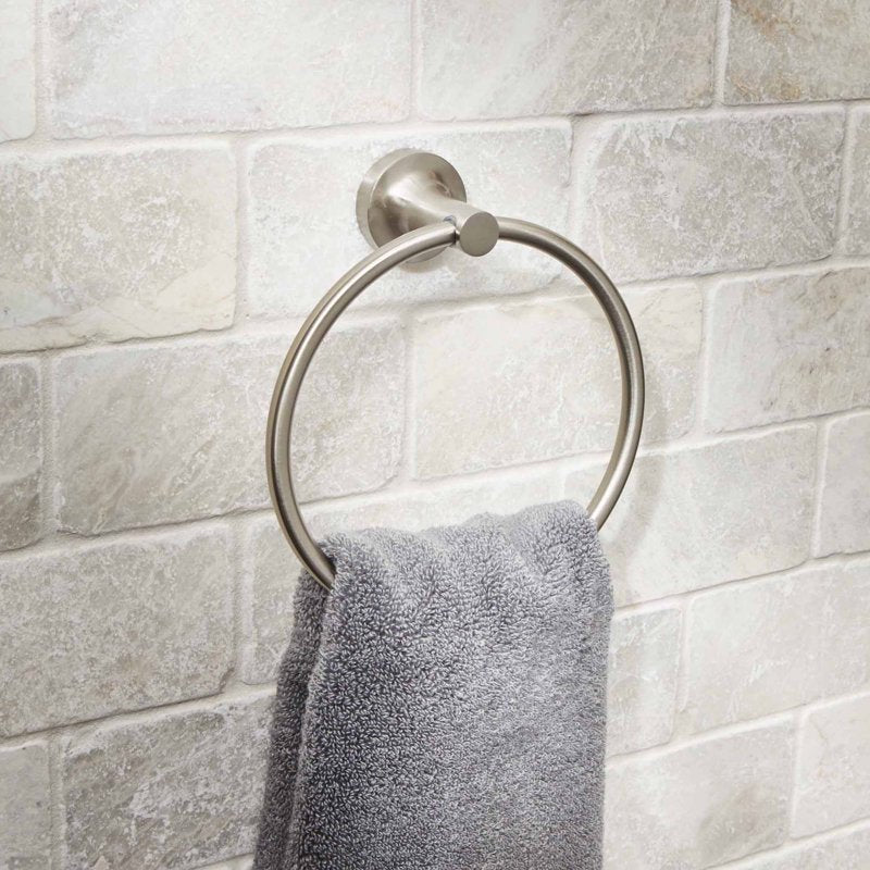 (2 Pack) Modern Wall Mount Towel Ring - Satin Nickel Bathroom Accessories
