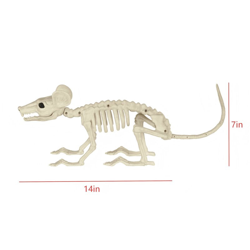 Faux Skeleton Rat Halloween Decoration, 7 Inches - Spooky Gothic Decor