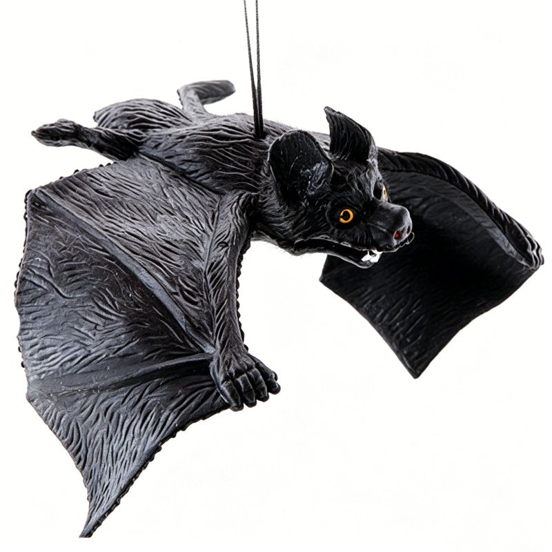 Realistic Hanging Black Bat Ornament - Spooky Halloween Decor, Variation 1#F