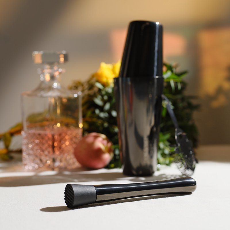 Stainless Steel Muddler for Cocktails - Sleek Black Design