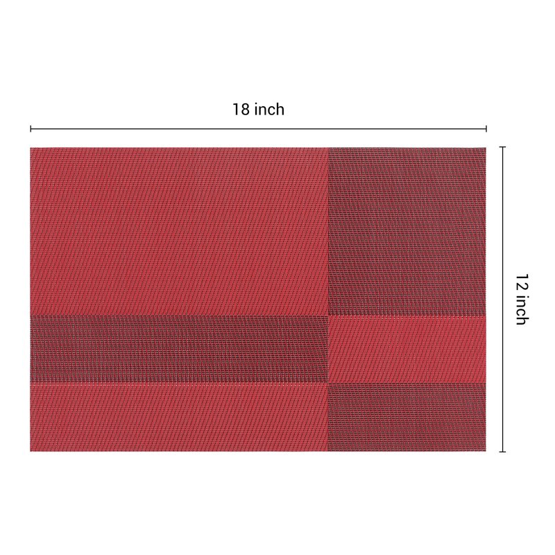 Set of 8 Red Placemats for Kitchen Table Decor - Non-Slip