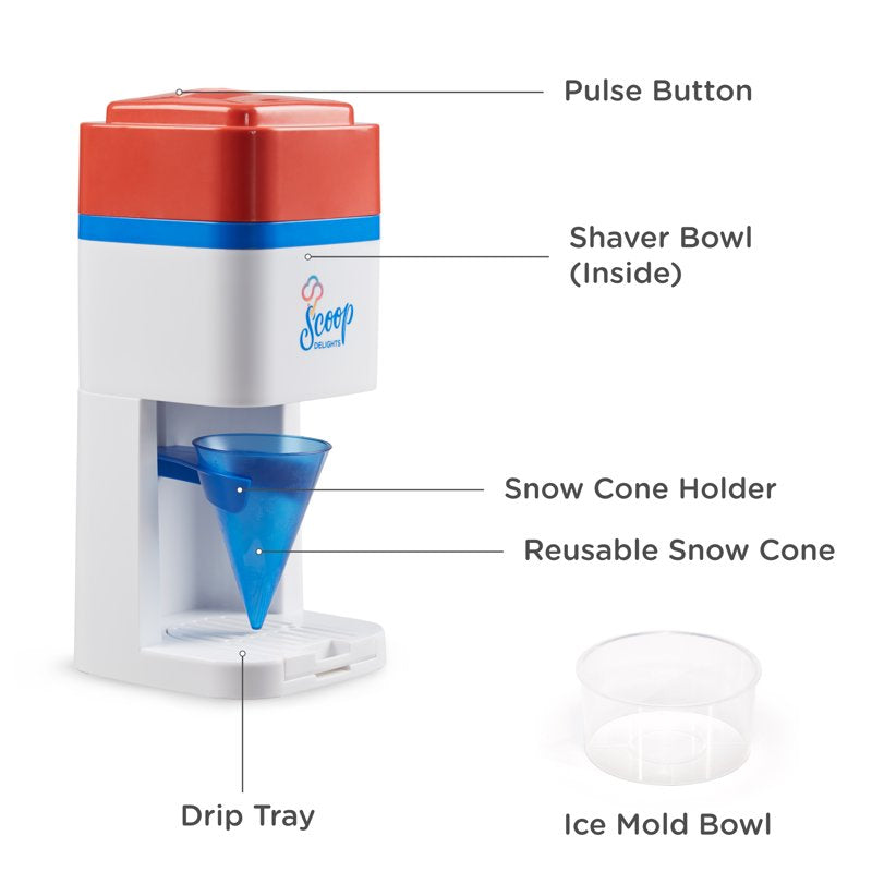 Electric Snow Cone and Shaved Ice Maker - Red Kitchen Machine