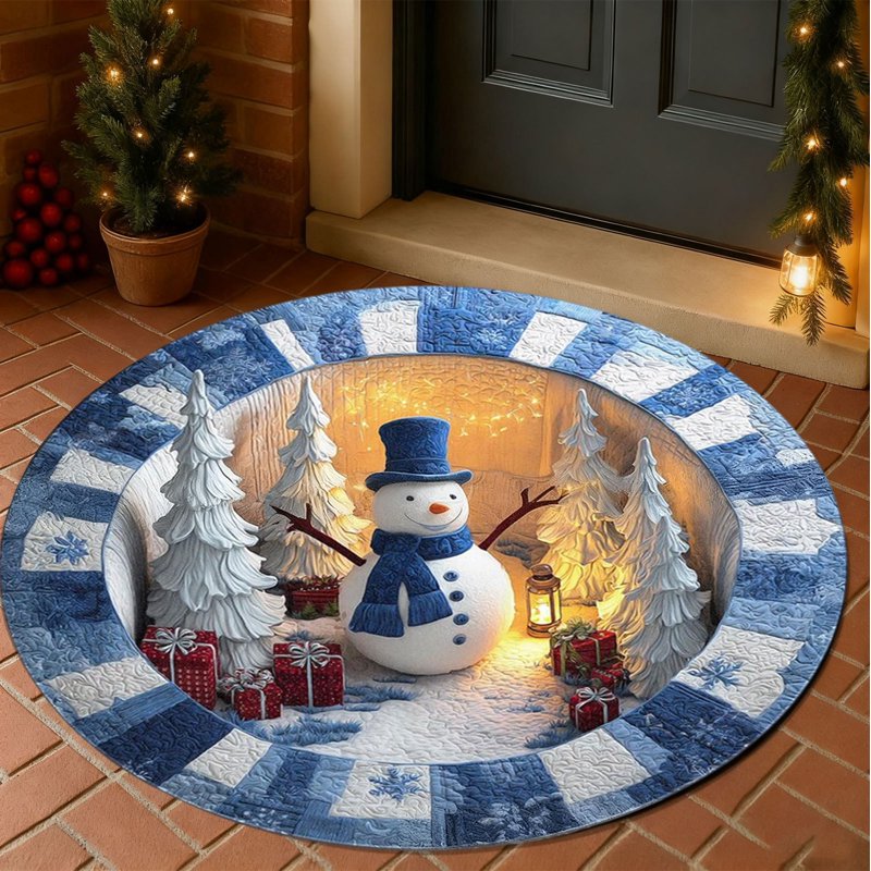 Christmas Round Non-Slip Doormat - Black+Friday Variation #12
