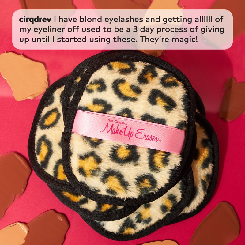 Reusable Makeup Remover Cloth Set - 7-Day Leopard Print Washable Pads