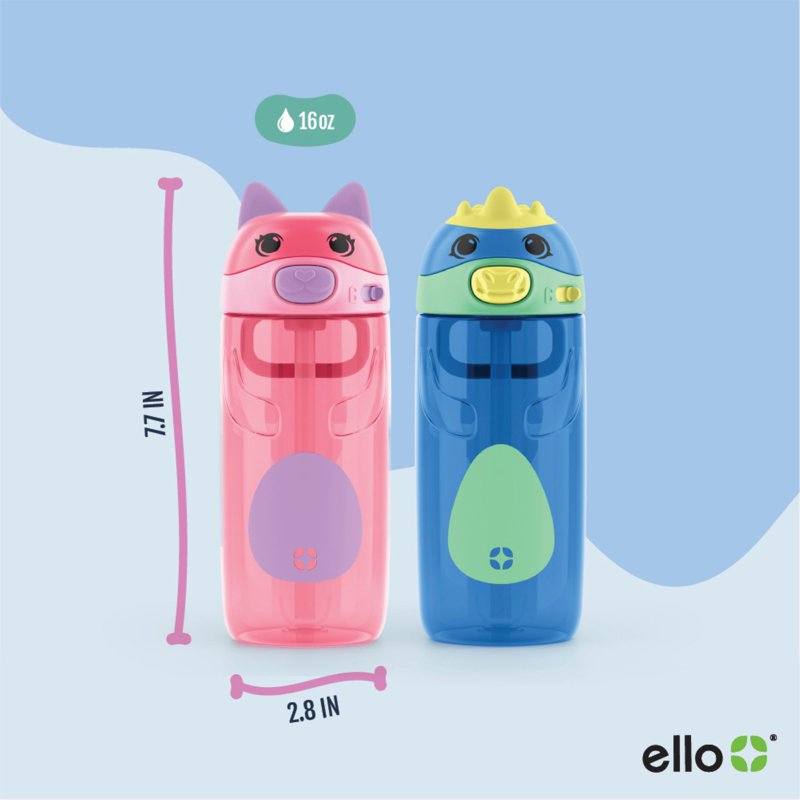 16oz Kids Water Bottle - Durable Leak-Proof Design, Azure Blue