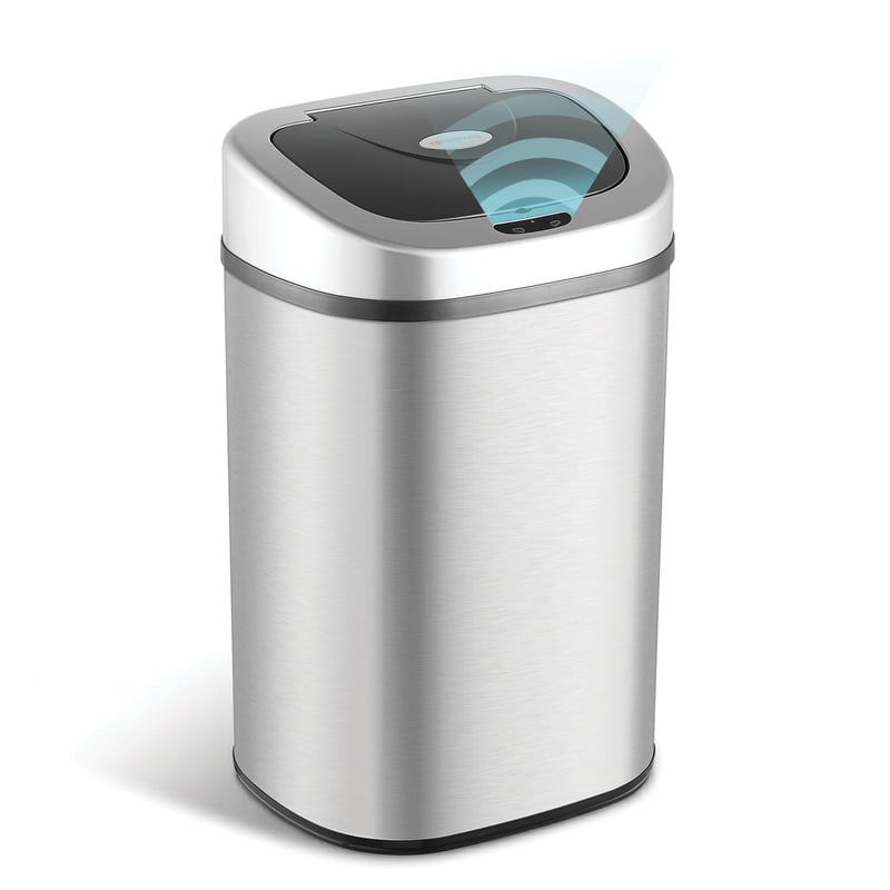 21 Gallon Motion Sensor Trash Can with Trash Bags - Silver