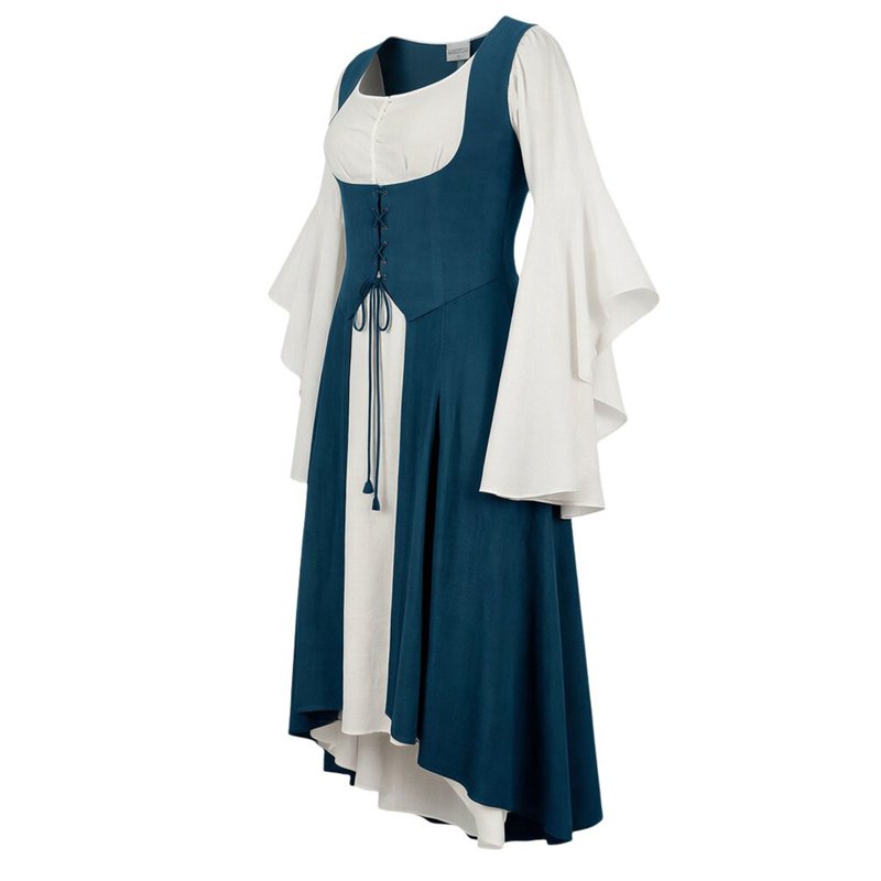 Women's Renaissance Costume Dress with Corset - Blue L - Halloween & Cosplay