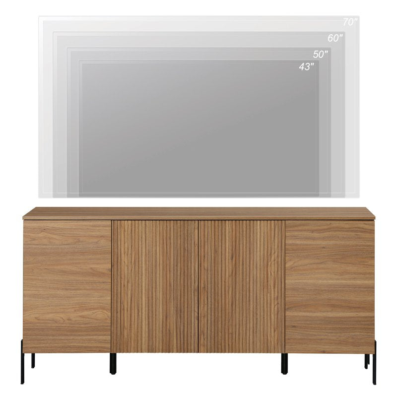 61" Minimalist Sideboard with Geometric Design - Walnut