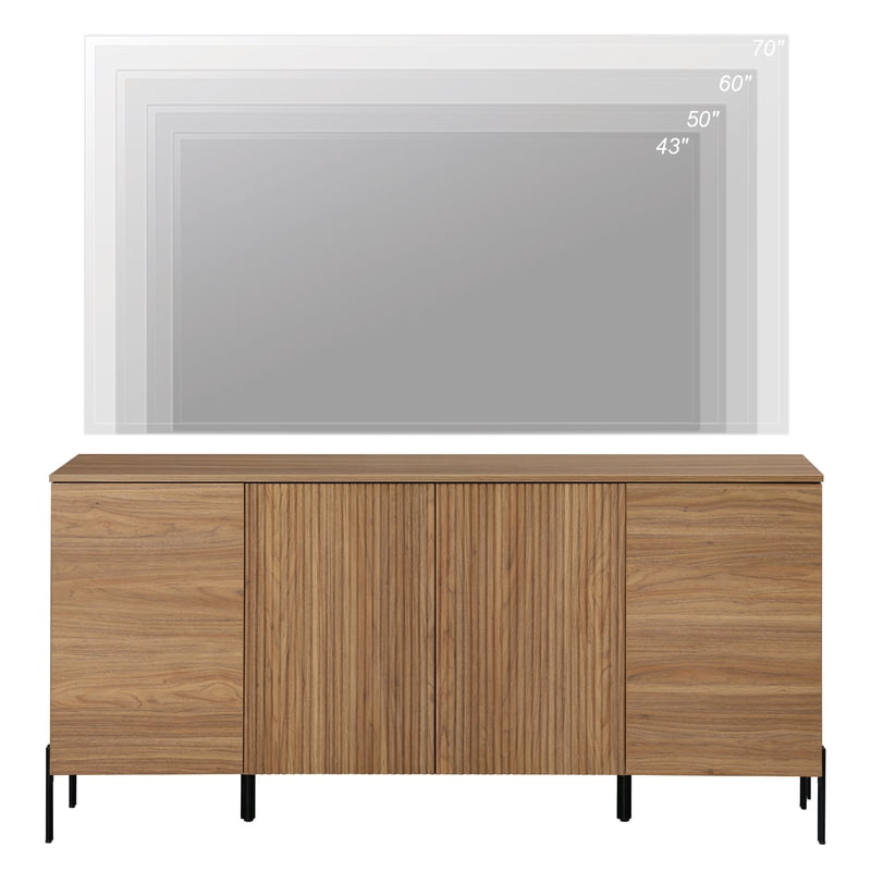 61" Modern TV Stand with Storage - Wooden Entertainment Center