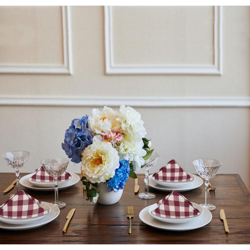 Buffalo Check Dinner Table Napkins - Burgundy - Set of 4