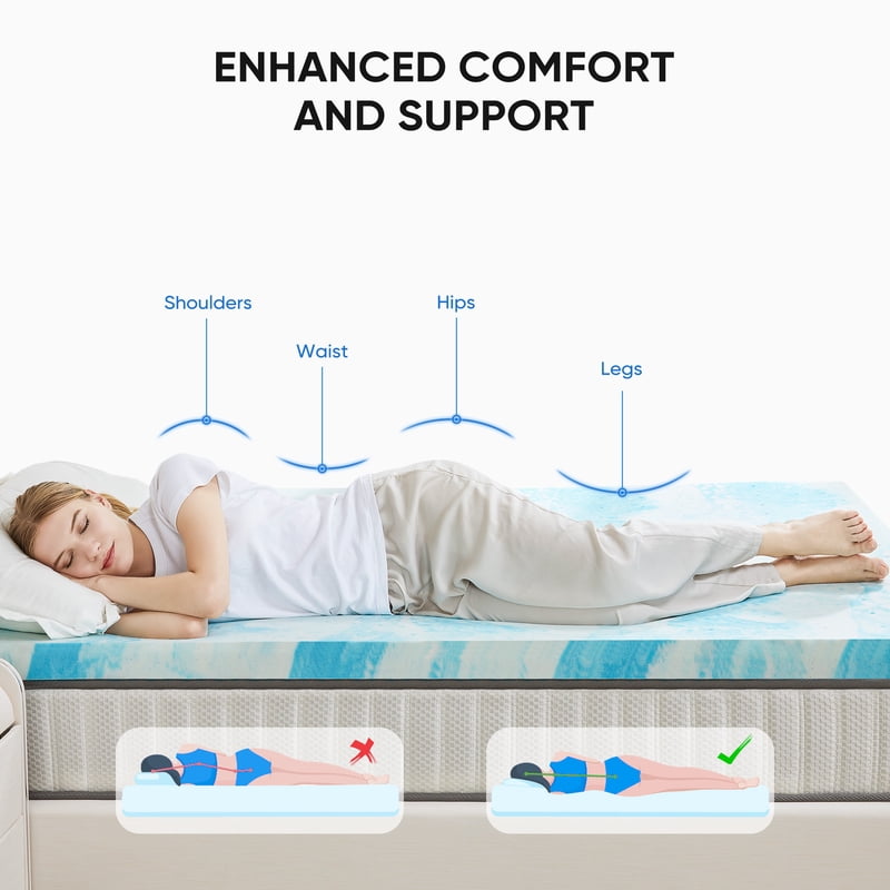 Twin Size Memory Foam Mattress Topper 2 Inch Gel Cool Support Bed Comfort