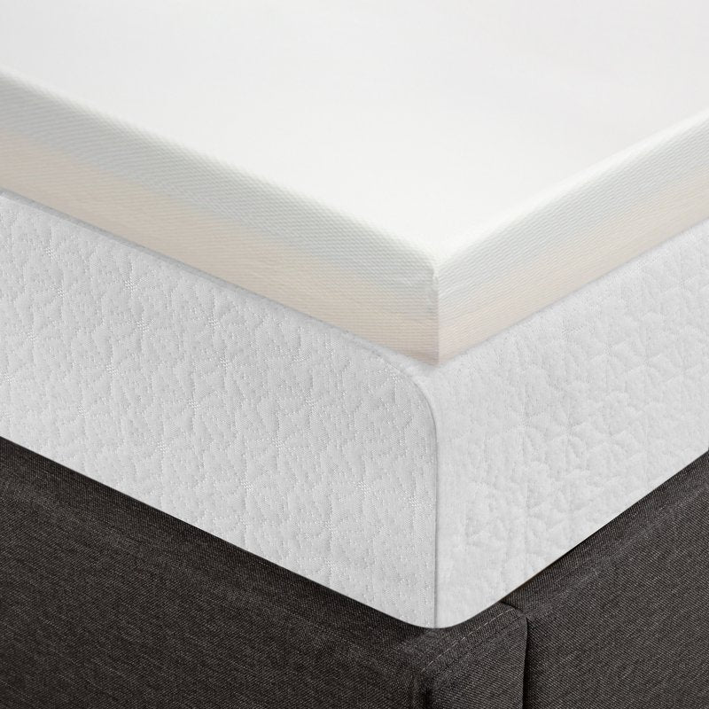 Memory Foam Mattress Topper Short Queen 4-Inch Green Tea Infused Cover