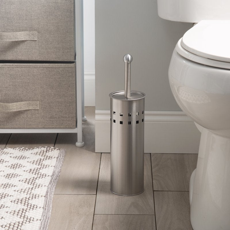 2 Pack Stainless Steel Toilet Brush Set with Air Vents - Discreet & Rust-Resistant