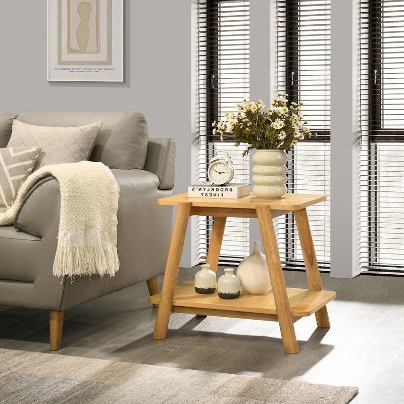 Mid-Century Modern Wood Shelf End Table - Multiple Colors