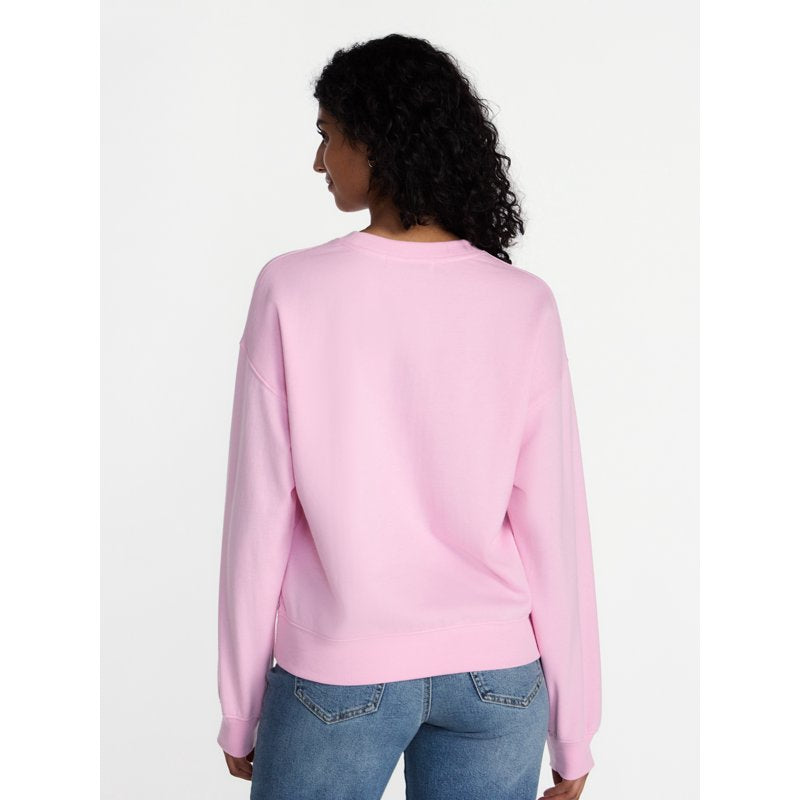 Pink Ghost Women's Halloween Graphic Crew Sweatshirt, Size M