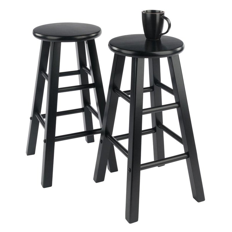 Counter Stools Set of 2 - 24" Height, Black Finish